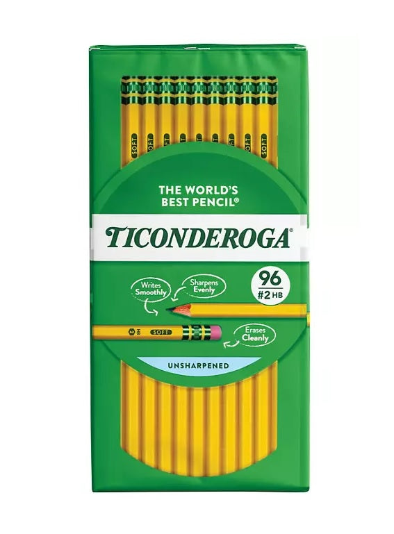 Ticonderoga Woodcase Pencil HB #2 Yellow Barrel - 96ct/1pk