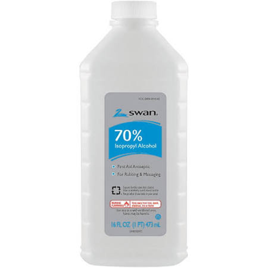 Swan Rubbing Alcohol 70% White - 16oz/12pk