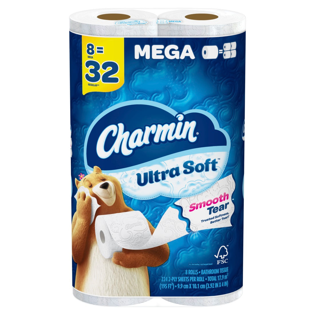 Charmin Ultra Soft Toilet Paper 8 Mega Rolls 224 Sheets Per Roll US - 8ct/1pk