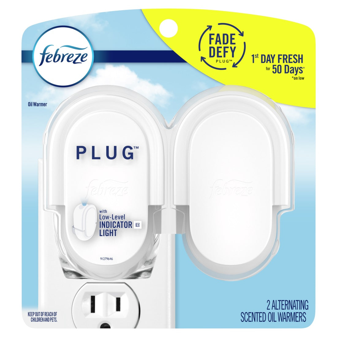 Febreze Odor-Fighting Fade Defy PLUG Air Freshener Warmer Device - 2ct/4pk