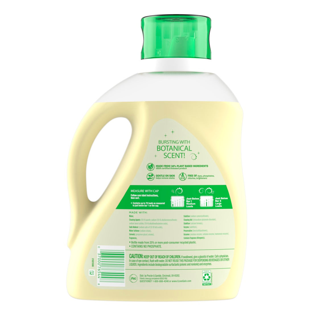 Gain Botanicals Liquid Laundry Detergent White Tea & Lavender Scent 78 Loads HE Compatible - 113oz/4pk