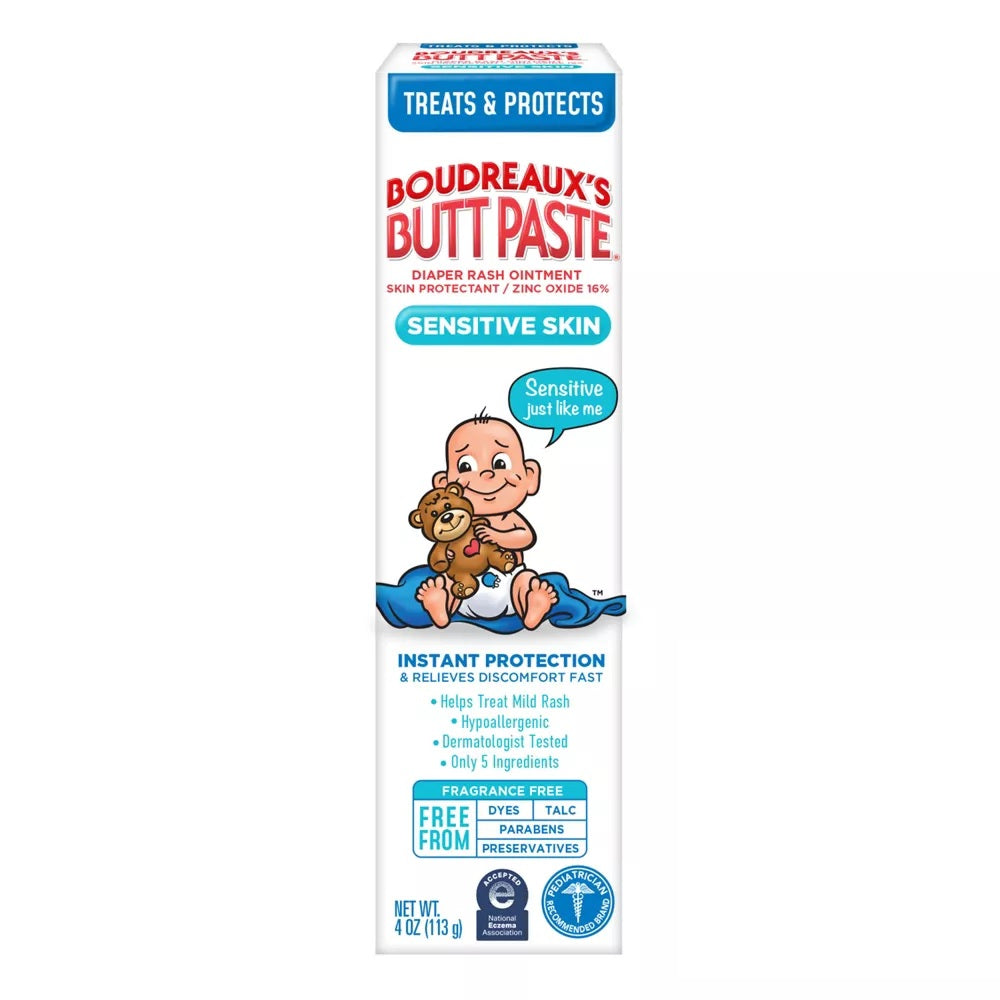 Boudreaux's Butt Paste Baby Diaper Rash Cream for Sensitive Skin - 4oz/3pk