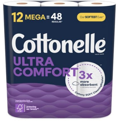 Cottonelle Ultra Comfort 244 Sheets/Roll Mega Roll Bath Tissue  - 12ct/4pk