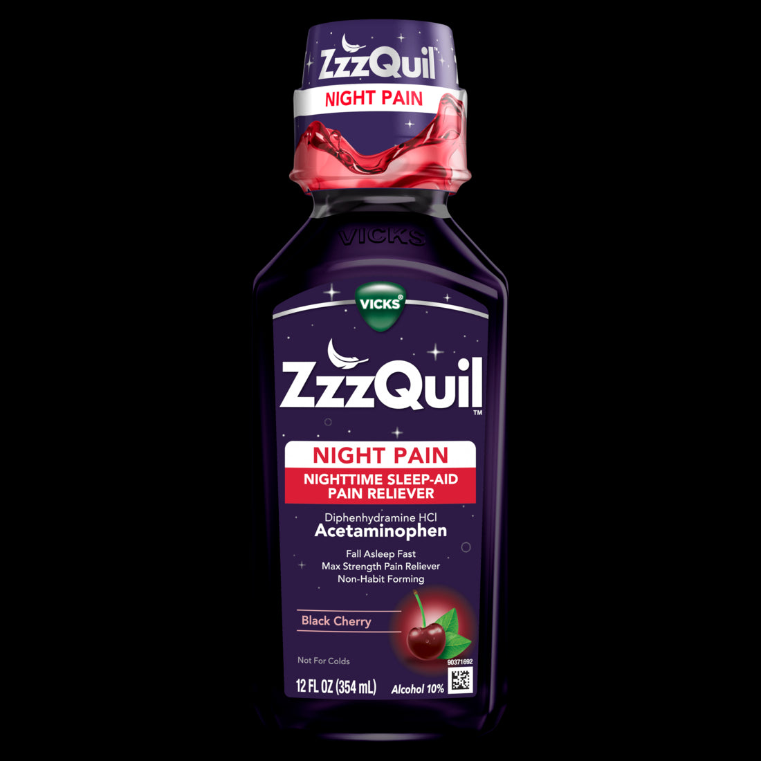 Vicks ZzzQuil Nighttime Pain Relief Sleep Aid Liquid Max Strength Pain Reliever - 12oz/12pk