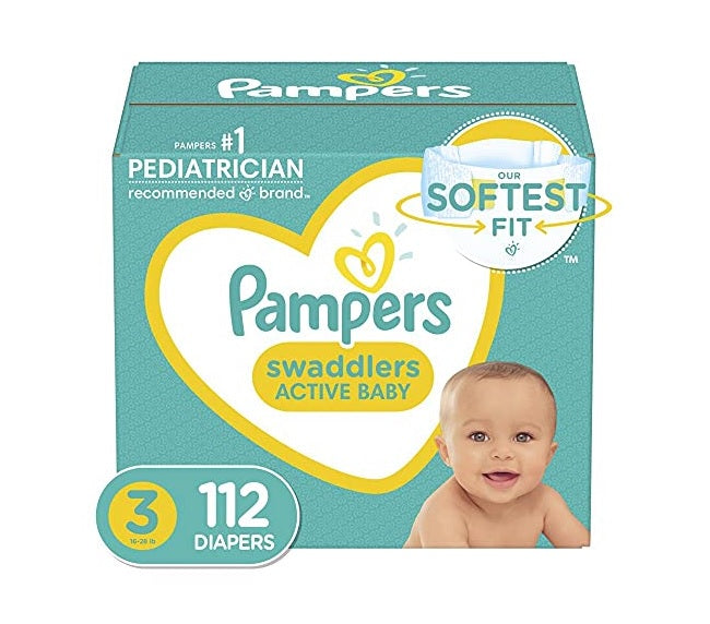 Pampers Disposable Diapers For Baby Swaddlers S3 Giant - 112ct/1pk