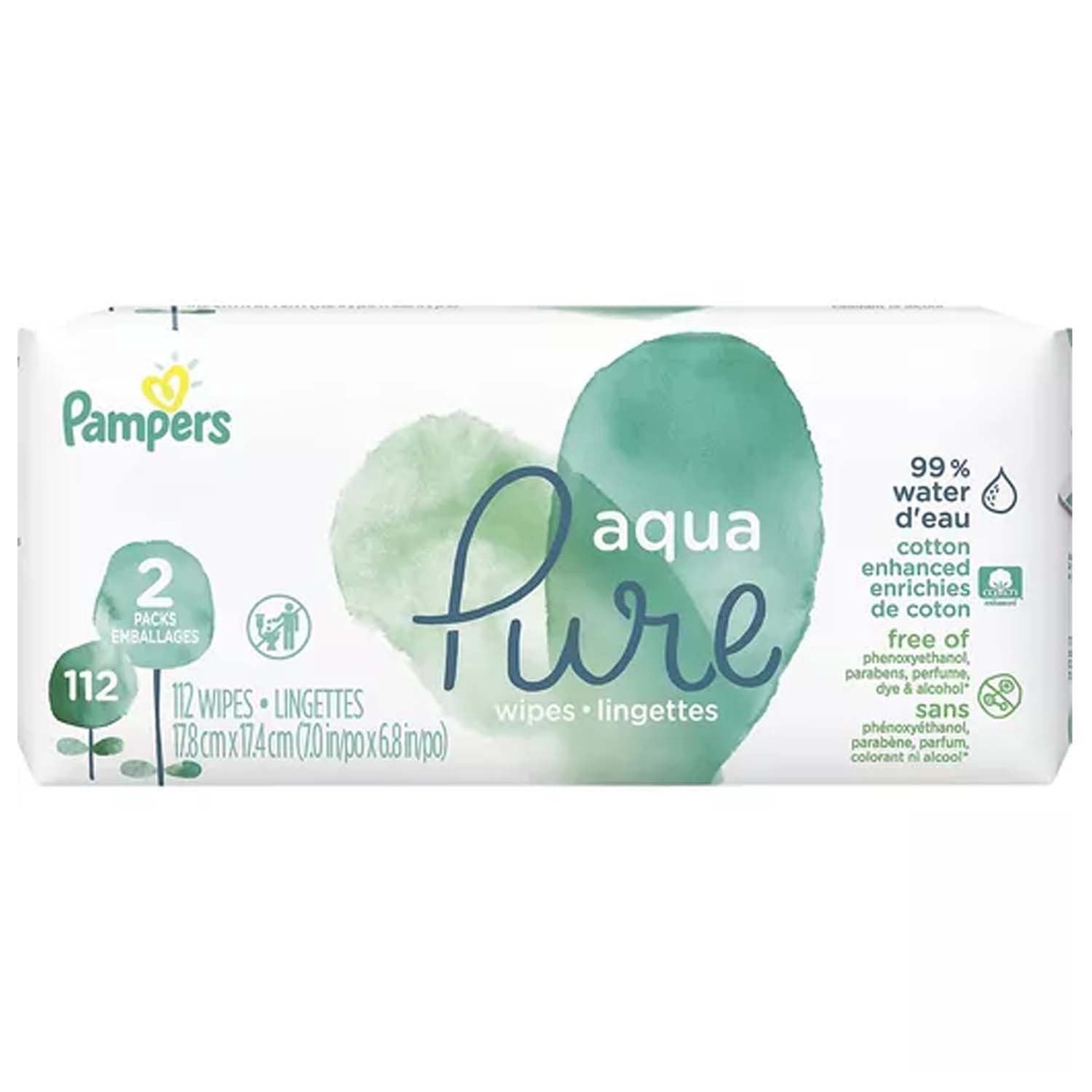 Pampers Baby Wipe Aqua Pure Soft Pack Unscented - 112ct/4pk