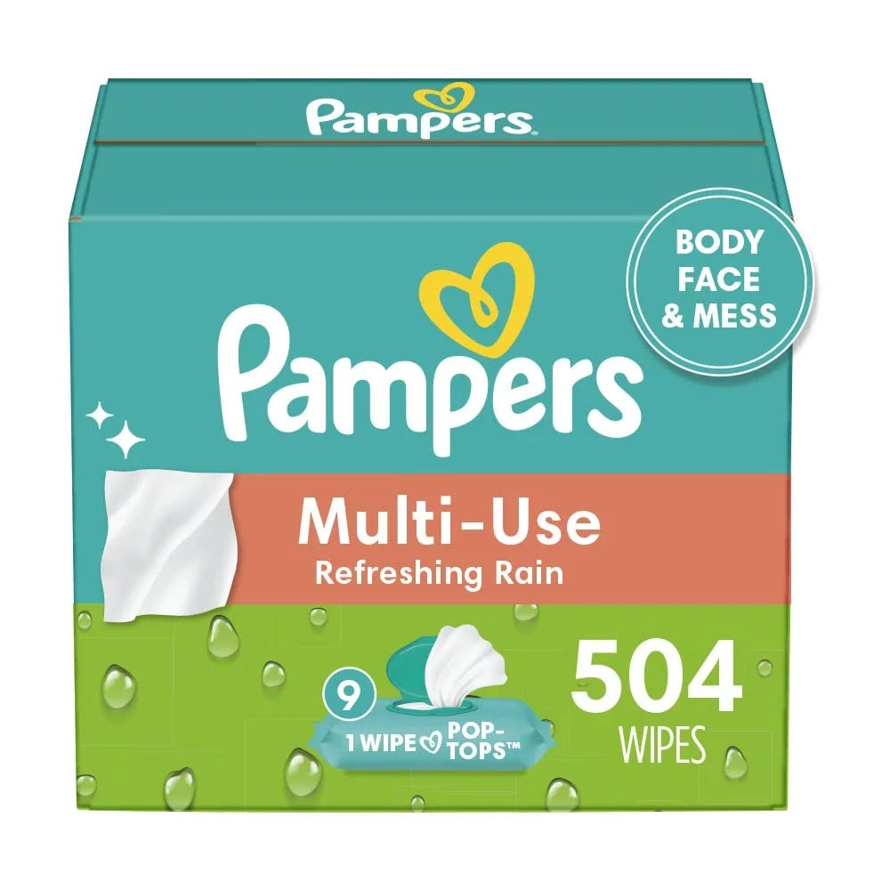 Pampers Baby Wipes Multi-Use Refreshing Rain Scent 3X Flip Top - 504ct/1pk