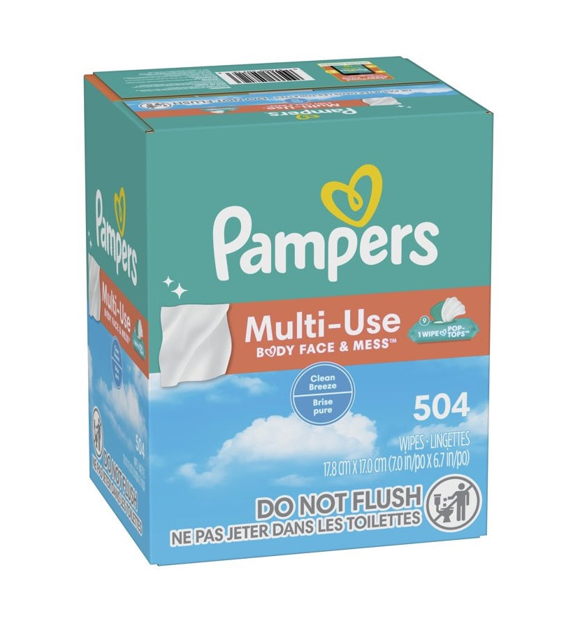 Pampers Baby Wipes Multi-Use Clean Breeze 9x Flip Top - 504ct/1pk