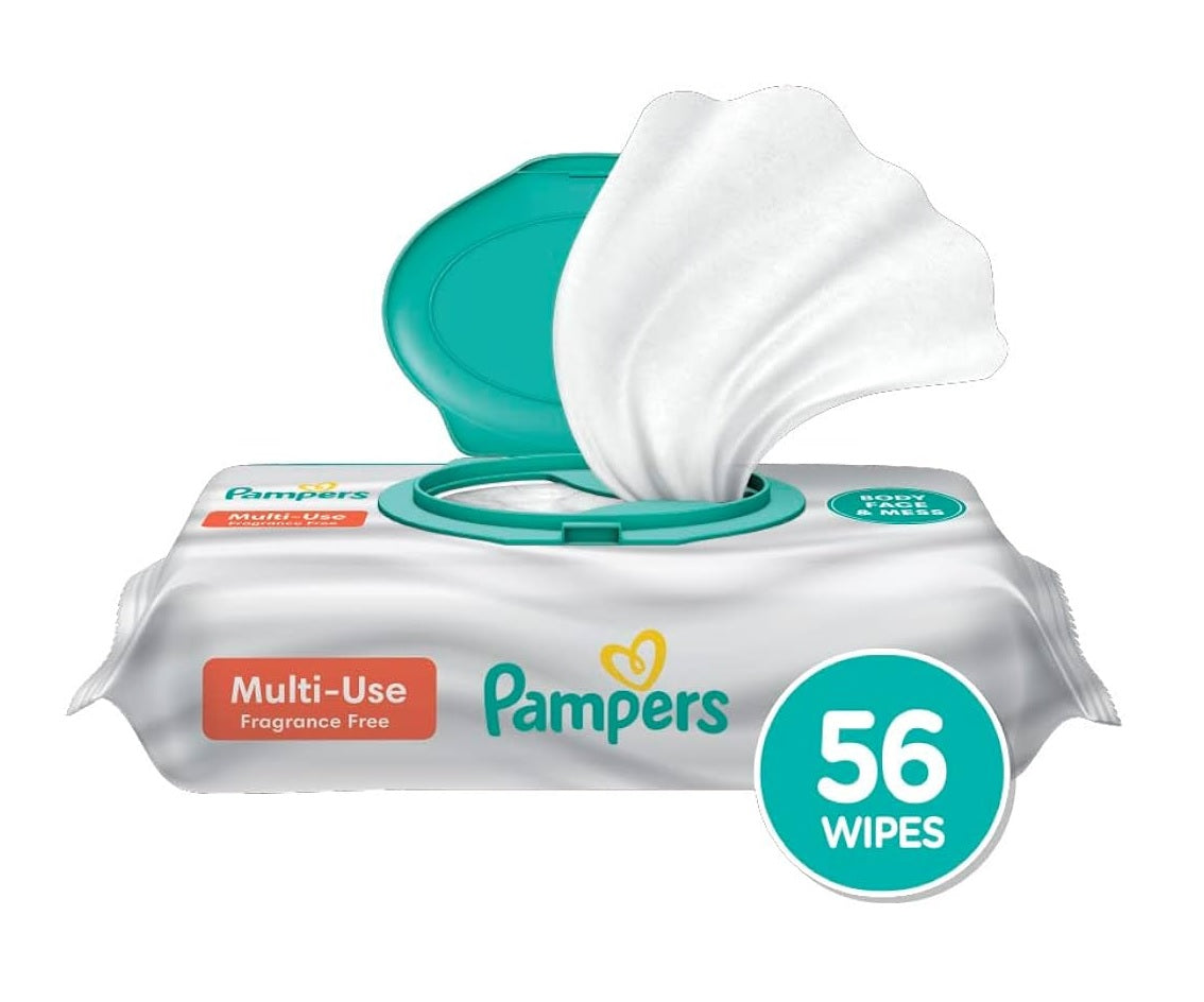 Pampers Baby Wipes Multi-Use Fragrance Free 1x Flip Top - 56ct/8pk