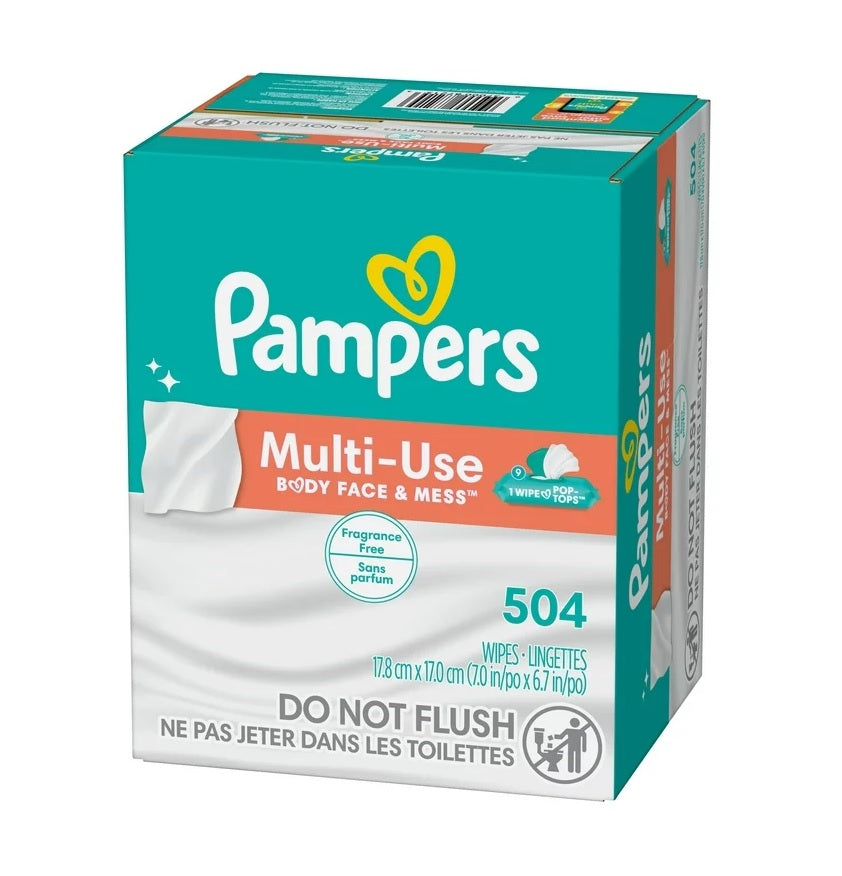 Pampers Baby Wipes Multi-Use Fragrance Free 9x56ct Flip Top - 504ct/1pk