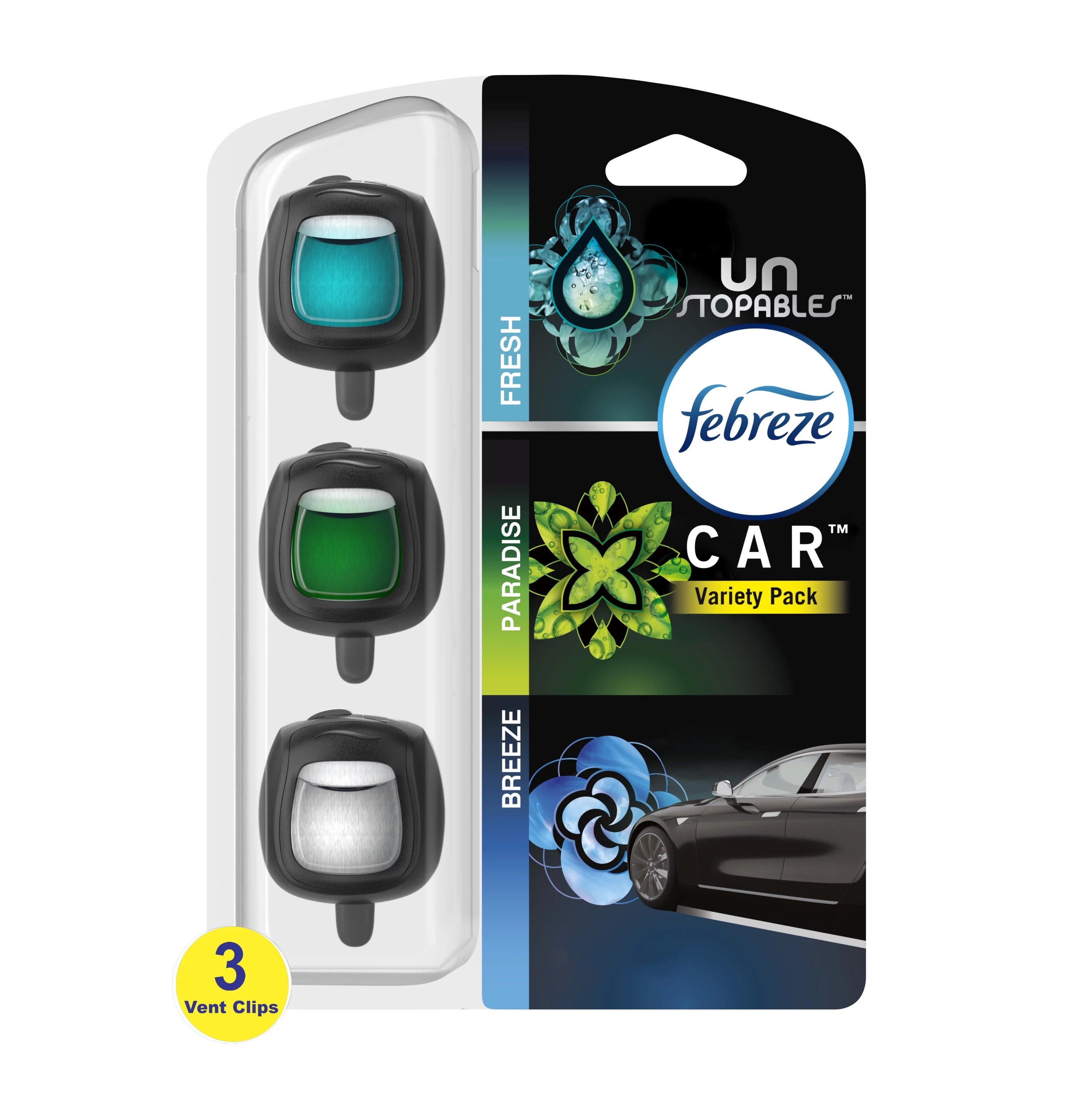 Febreze Car Air Freshener Vent Clips Unstopables Mixed Scents US - 0.22oz/8pk