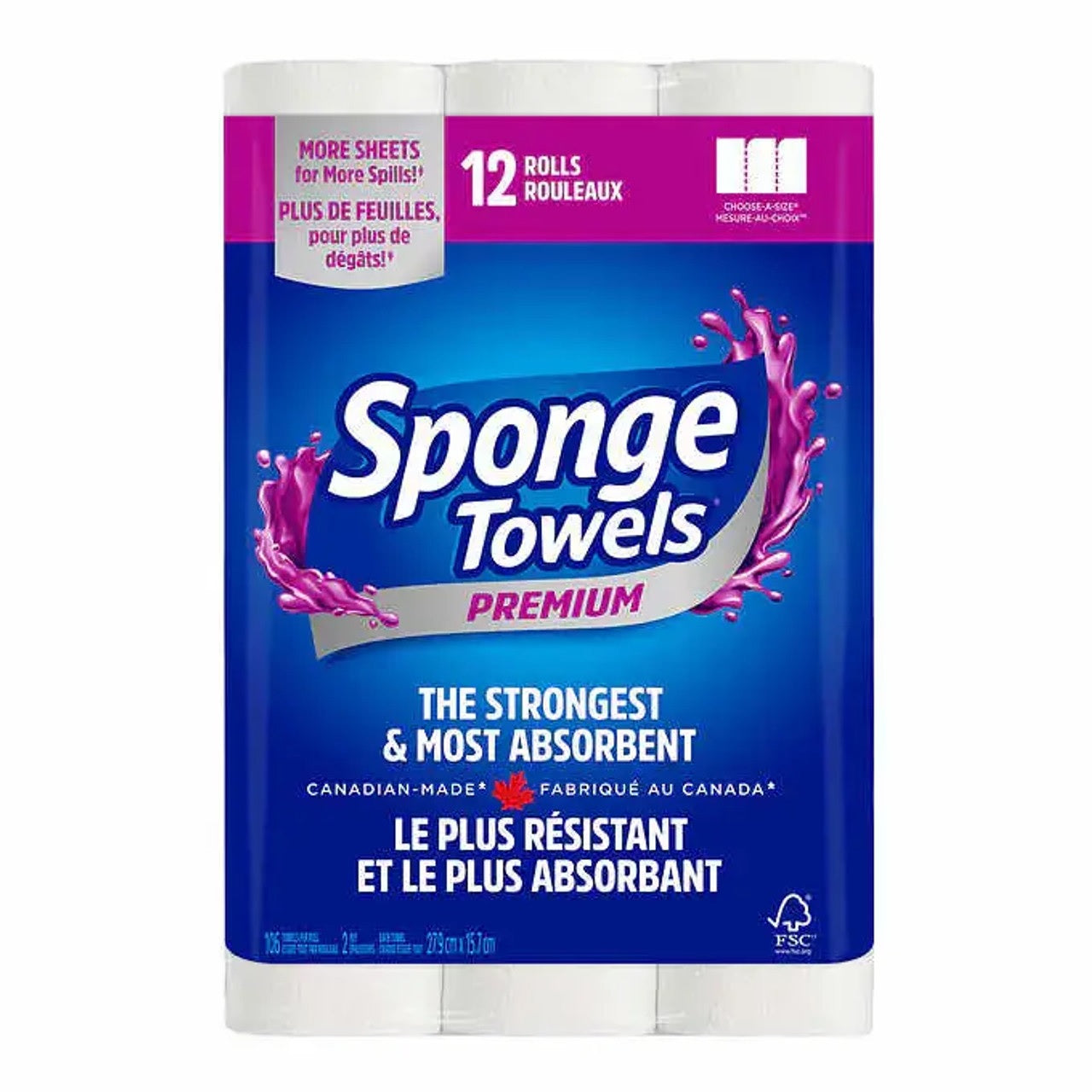 Sponge Towels Premium Paper Towels SAS 2-ply 106ct - 12ct/1pk