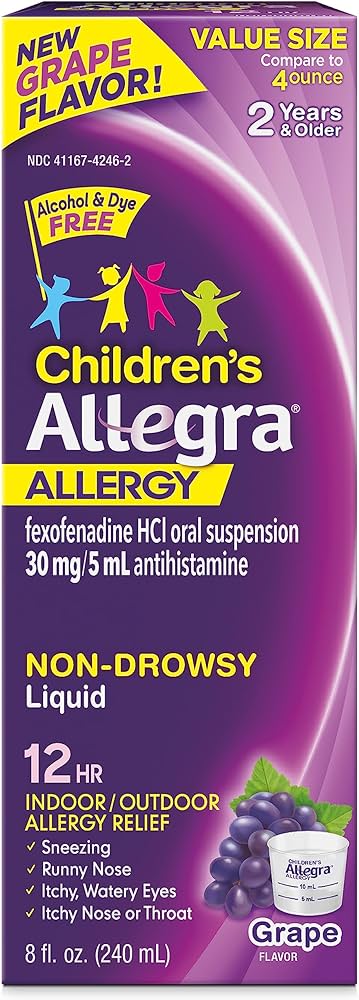 Children Allegra Allergy 12 hour Oral Suspension Grape Flavor (30mg) - 8oz/24pk