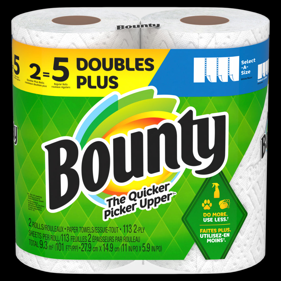 Bounty Select-A-Size Paper Towels 113 Sheets Per Roll 2 Double Plus Rolls White - 2pk/6pk