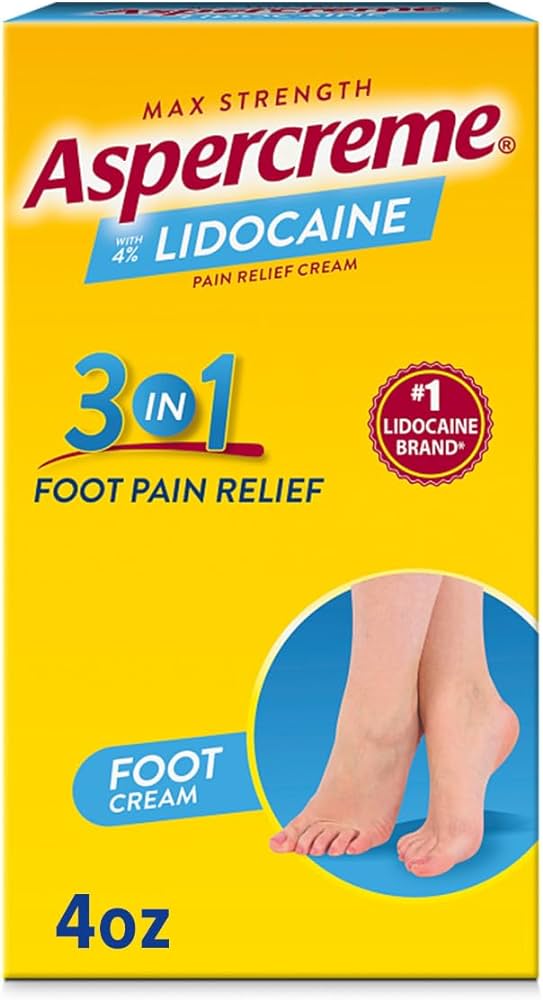 Aspercreme Lidocaine 3in1 Foot Pain Relief Creme-  4oz/24pk