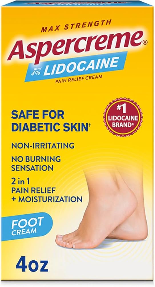 Aspercreme Lidocaine 2in1 Foot Pain Relief Creme (Safe for Diabetic Skin) - 4oz/24pk