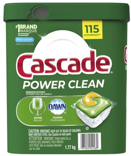 Cascade Power Clean Dishwasher Detergent 115 Action Pacs - 115ct/1pk