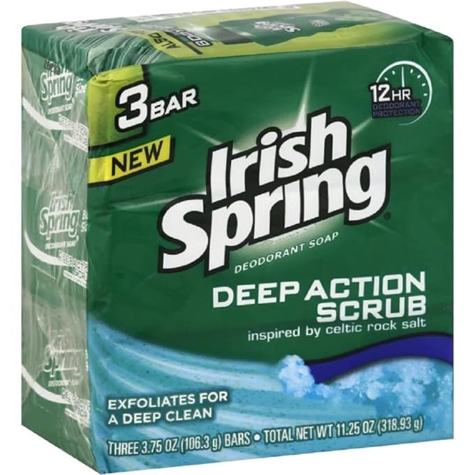 Irish Spring Deep Action Scrub Deodrant Soap - 3.75oz/3bar/18pk