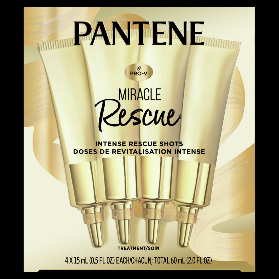 Pantene Hair Mask for Dry Damaged Hair Miracle Intense Rescue Shots 4ct - 2oz/12pk