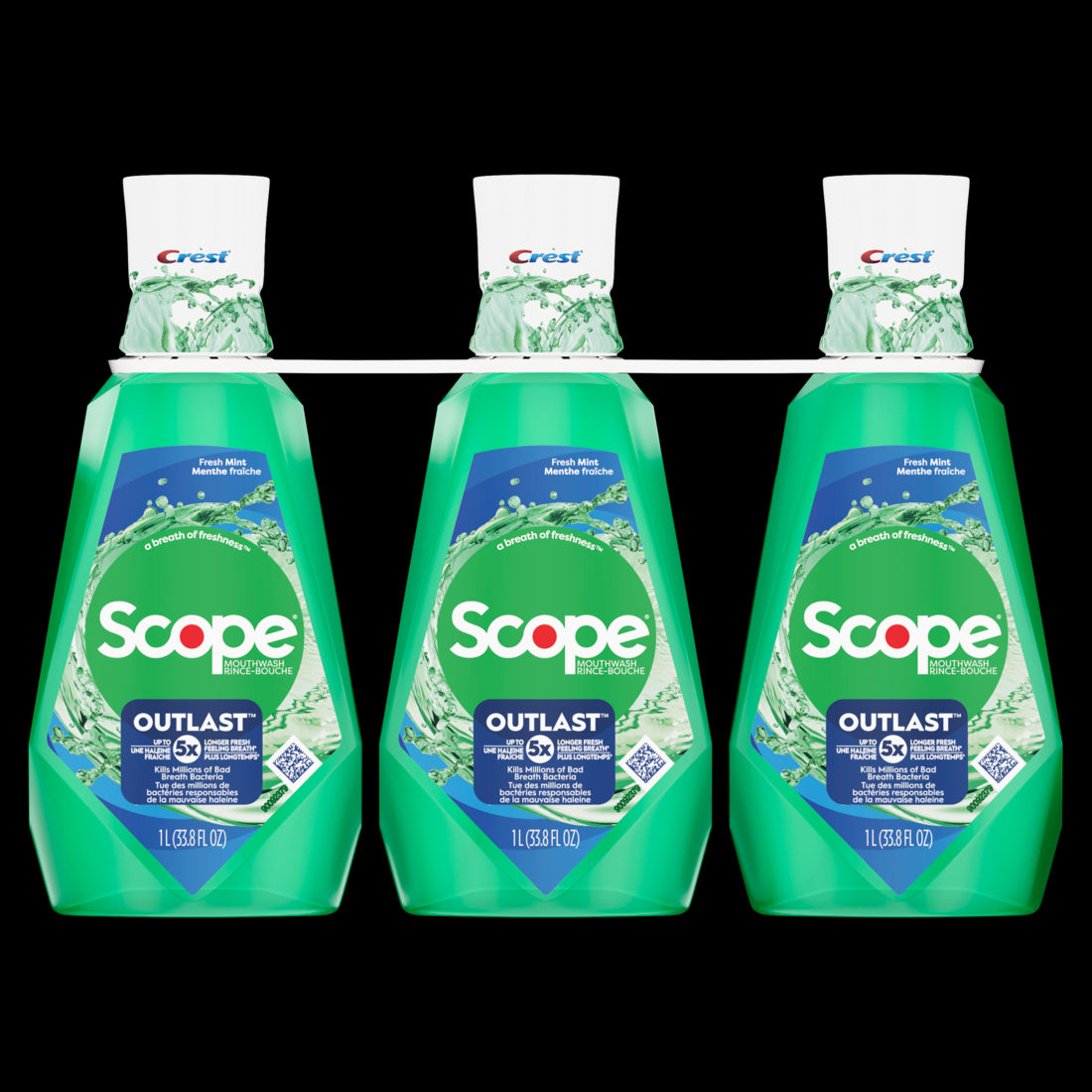 Crest Scope Outlast Mouthwash Fresh Mint - 33.8oz/3pk