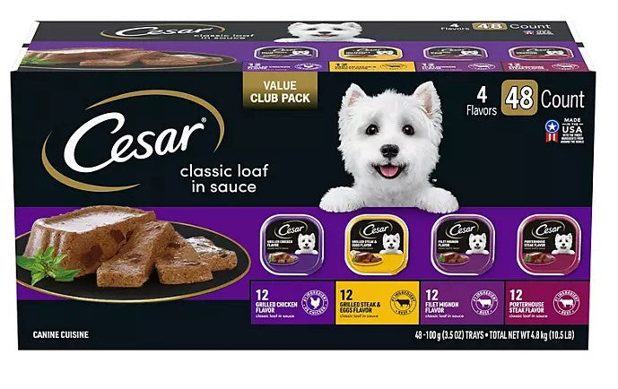 Cesar Classic Loaf in Sauce Easy Peel Variety Pack - 48ct/1pk