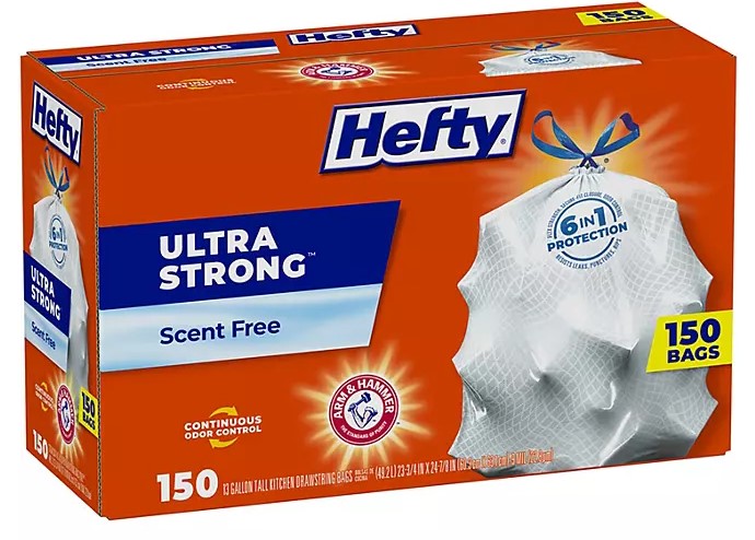 Hefty Ultra Strong Kitchen Drawstring Trash Bags 13 gal - 150ct/1pk