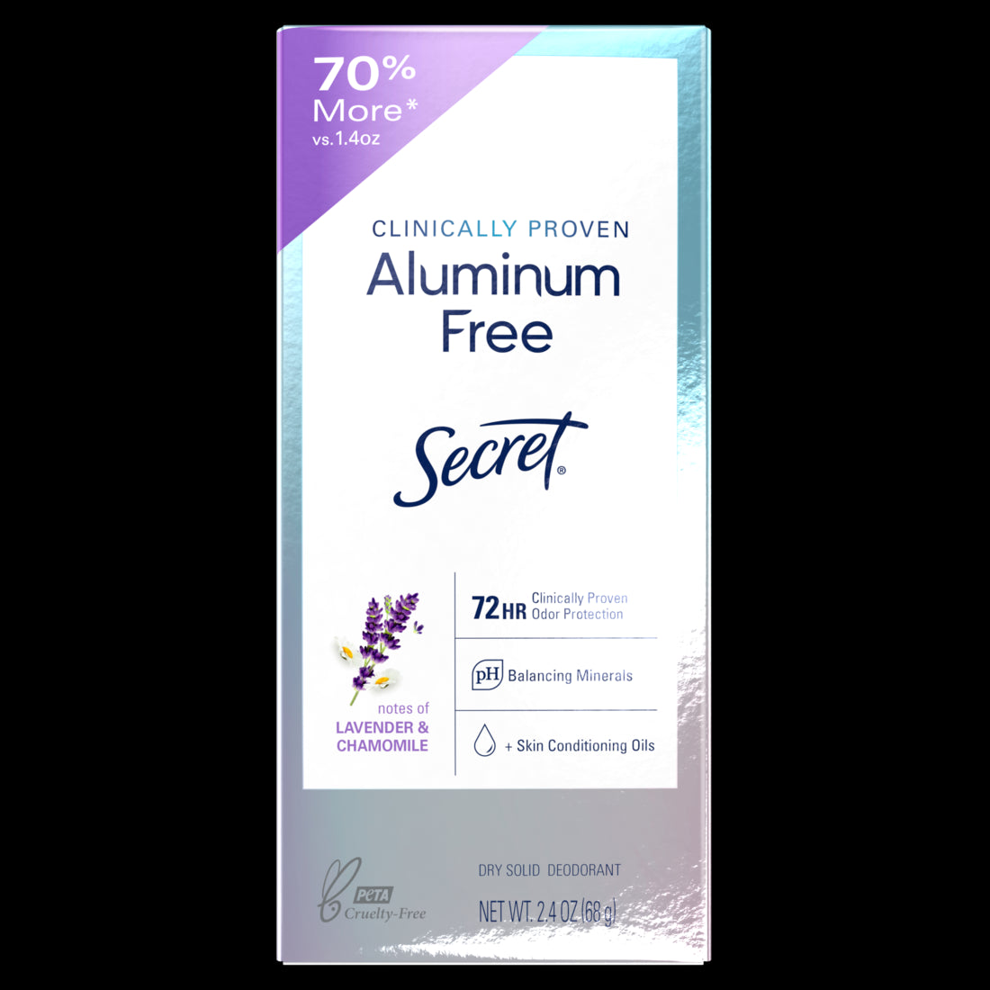 Secret Clinically Proven Aluminum Free Deodorant for Women Lavender & Chamomile 2.4oz/12pk