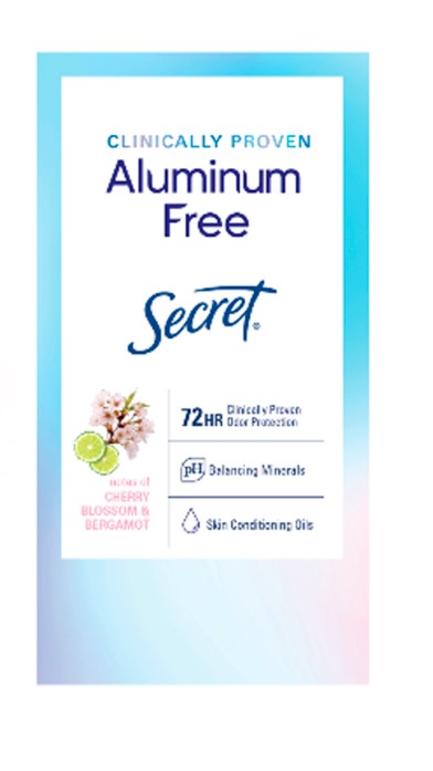 Secret Clinically Proven Aluminum Free Deodorant for Women Cherry Blossom & Bergamot - 1.4oz/12pk