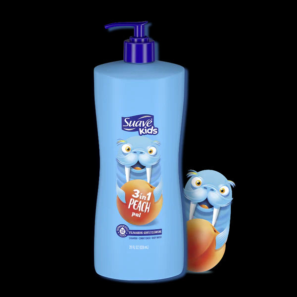 Suave Kids Peach 3 in 1 Shampoo - 28oz/4pk