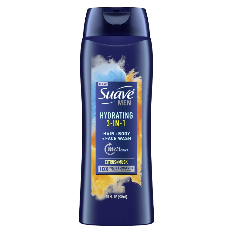 Suave Men Hydrating 3 in 1 Body Wash - 18oz/6pk