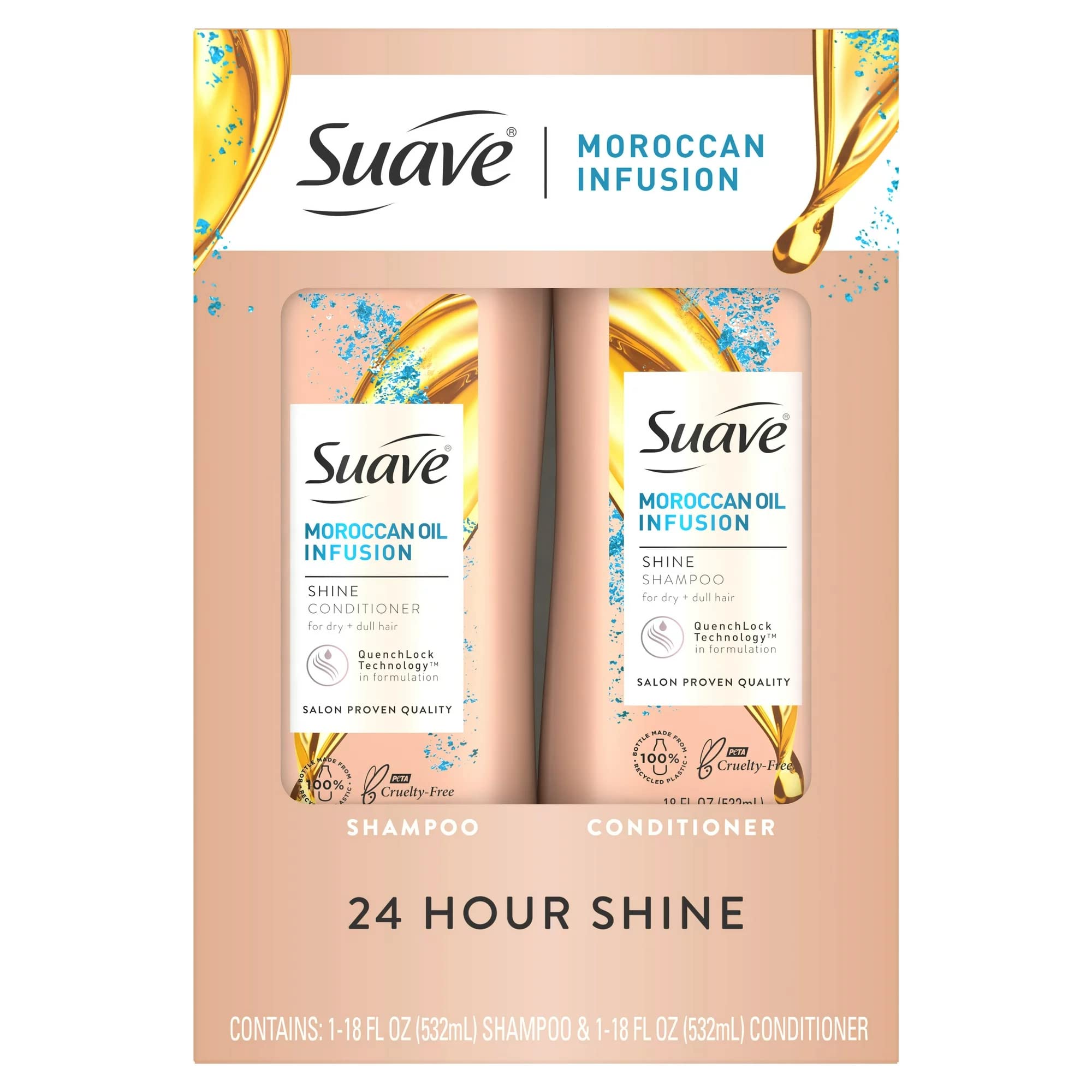 Suave Shampoo & Conditioner Moroccan Shine Twin Pack - 18oz/4pk