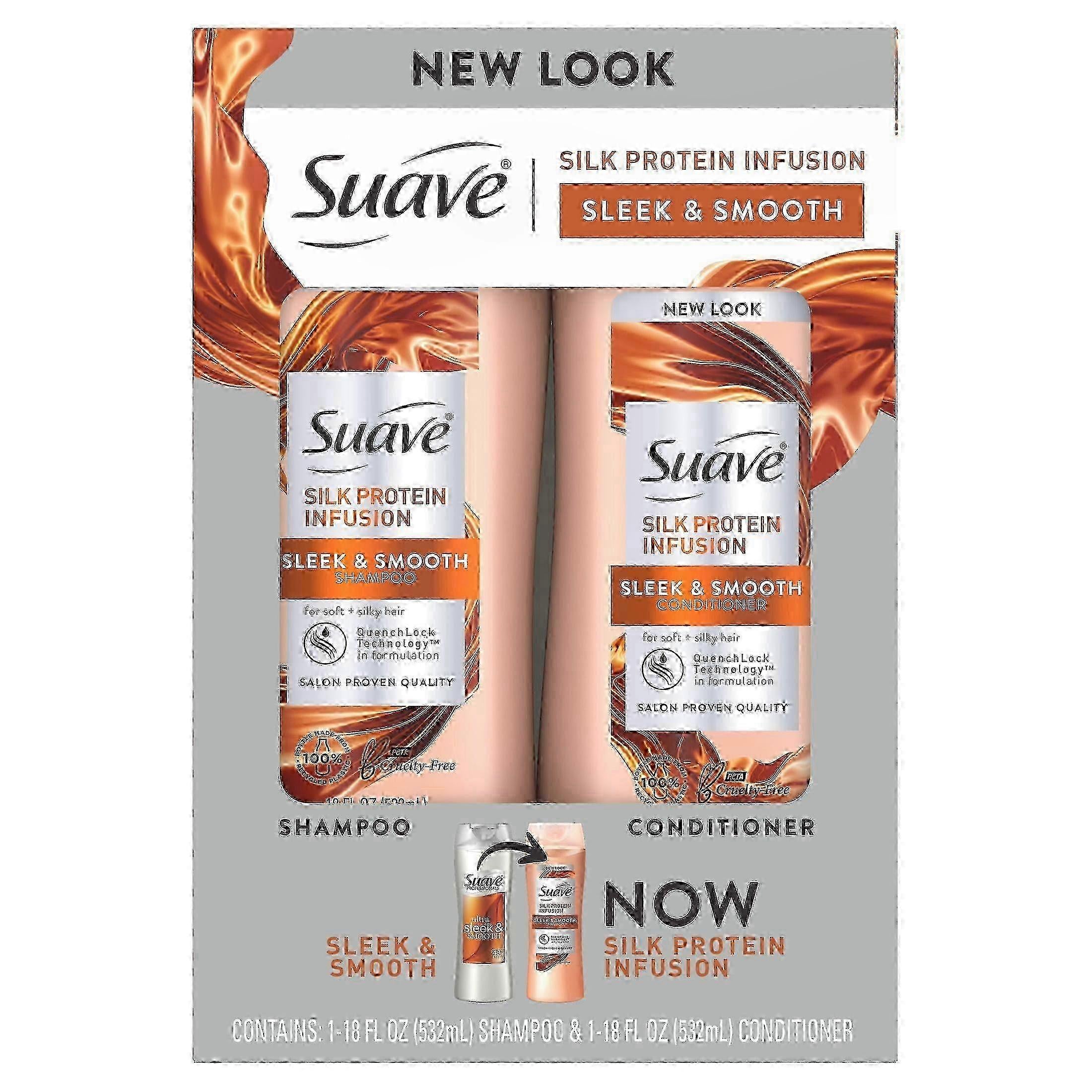 Suave Shampoo & Conditioner Silk Protein Infused Twin Pack - 18oz/4pk