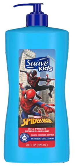 Suave Kids Spiderman 3 in 1 Shampoo Fresh Spider Sense - 28oz/4pk