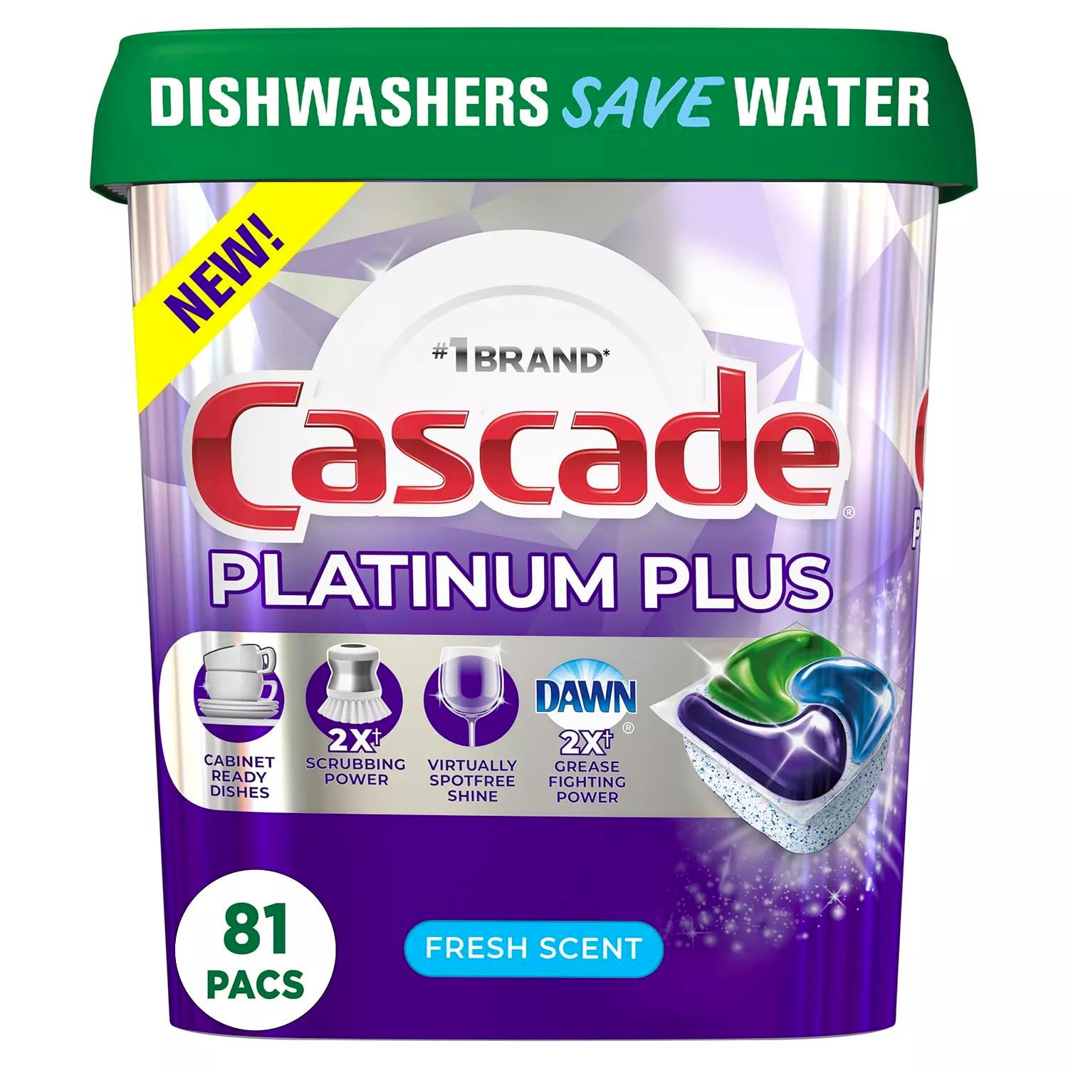 Cascade Platinum Plus Dishwasher Detergent ActionPacs Fresh Scent - 81ct/1pk