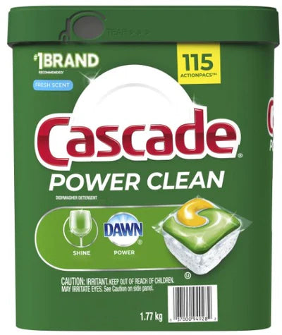 Cascade Power Clean Dishwasher Detergent 115 Action Pacs - 115ct/1pk