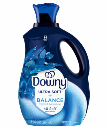 Downy Ultra Soft Fabric Softener Liquid Balance Crisp Rain and Blue Eucalyptus 96 Loads - 64oz/4pk