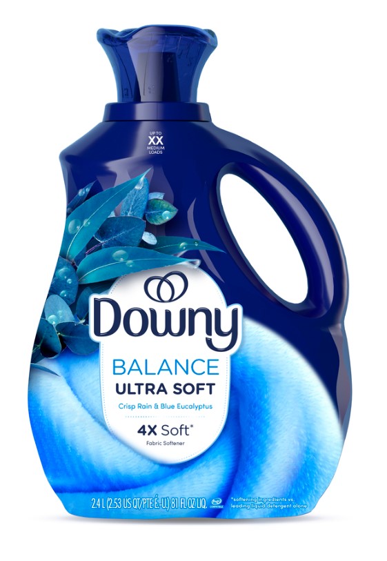 Downy Ultra Soft Fabric Softener Liquid Balance Crisp Rain and Blue Eucalyptus 138 Loads - 93oz/4pk