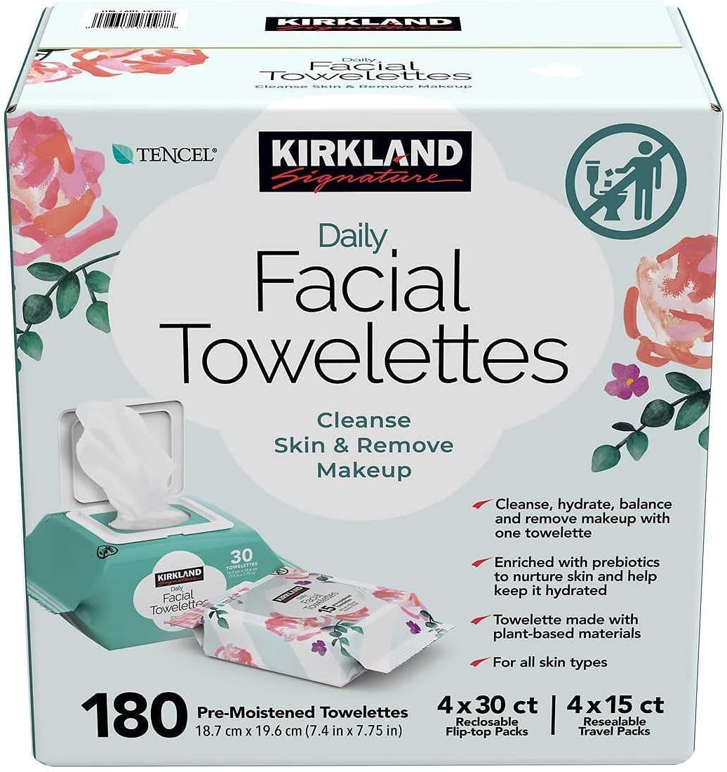 Kirkland Signature Daily Facial Towelettes - 180ct/1pk