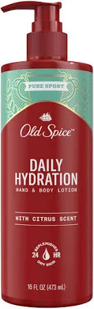 Old Spice Daily Hydration Hand & Body Lotion for Men, Pure Sport with Citrus Scent - 16oz/4pk