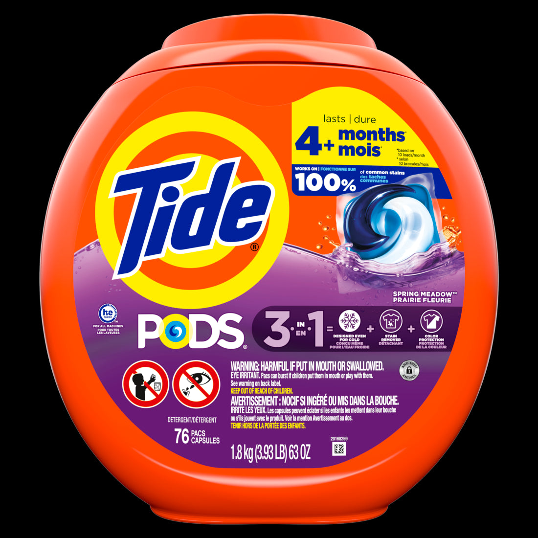 Tide Pods Laundry Detergent HE Compatible 76 Count Spring Meadow Scent - 76ct/4pk