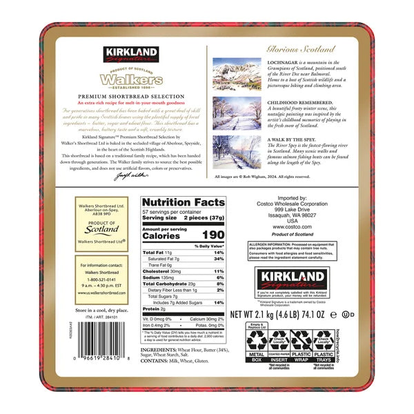 Kirkland Signature Walkers Selection Shortbread Cookies - 4.6LB/2.1kg/1pk