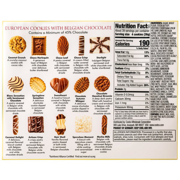 Kirkland Signature European Cookies with Belgian Chocolate - 49.4oz/1pk