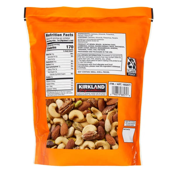 Kirkland Signature Unsalted Mixed Nuts - 40oz/1.13kg/1pk