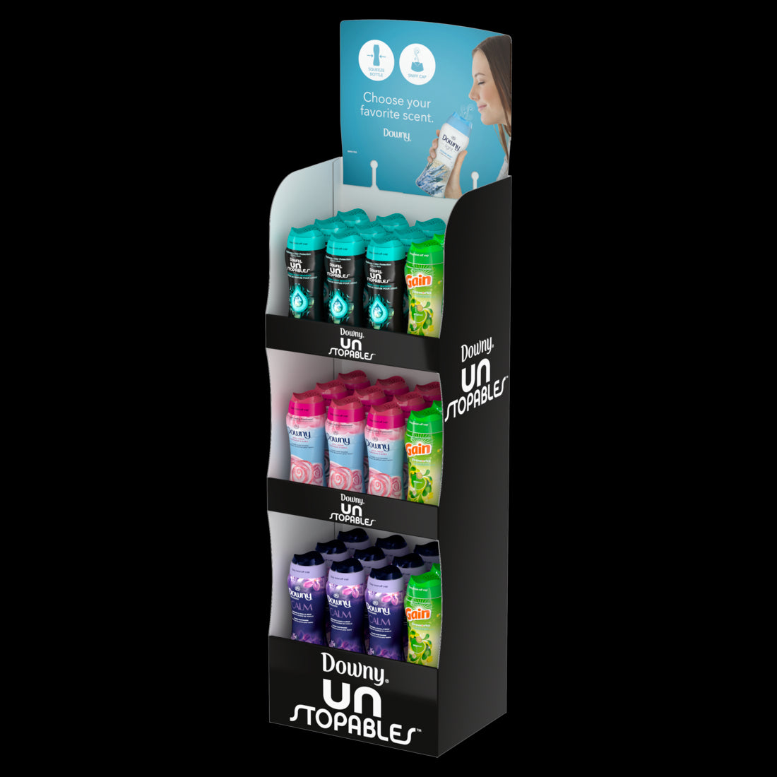 Downy & Gain Scent Booster Display Mix ( Gain Original 12.2oz/9ct , Downy Laveder&Vanilla 12.2oz/9ct , Downy Fresh 12.2oz/9ct , Downy April Fresh 12.2oz/9ct ) - 36pk