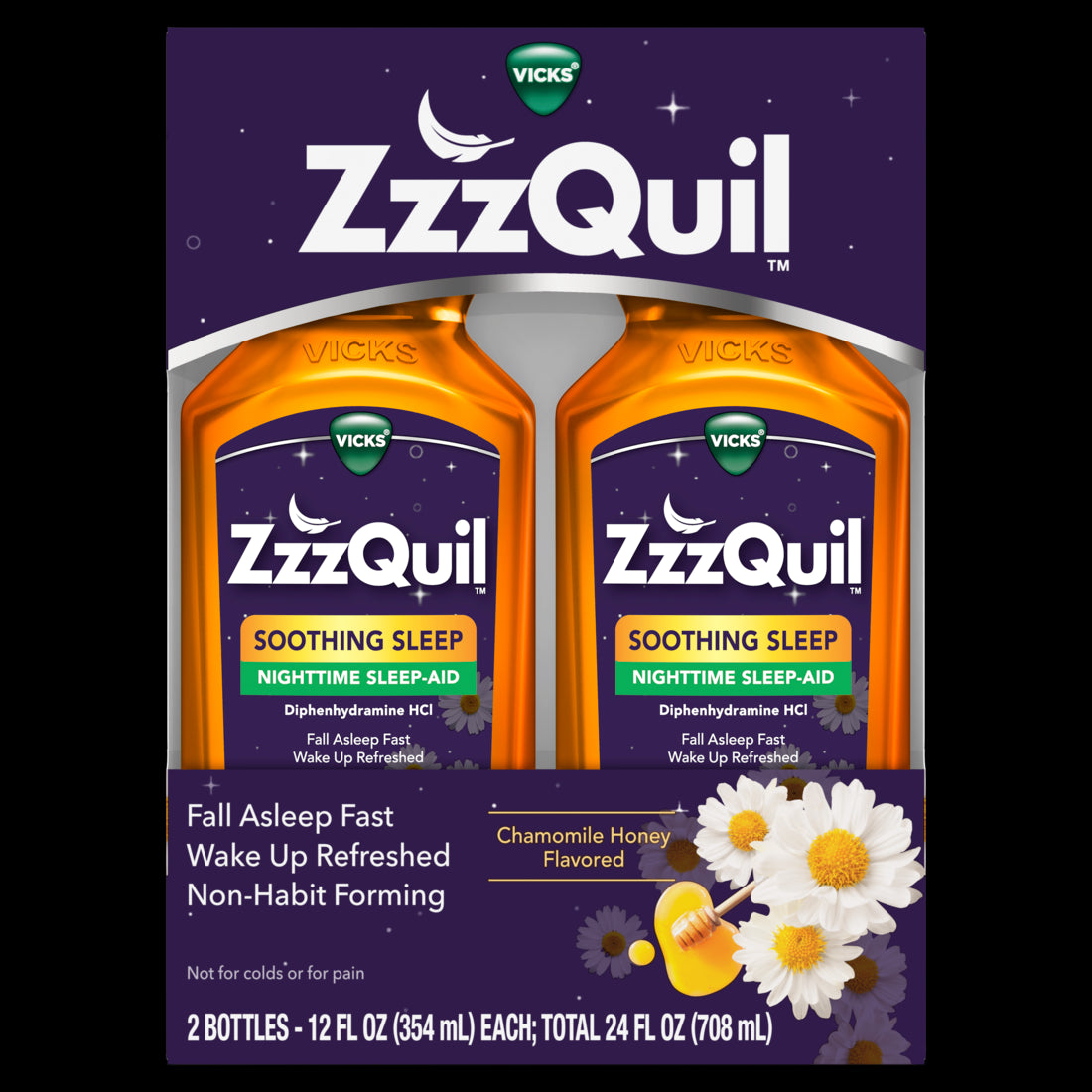 Vicks ZzzQuil Nighttime Sleep Aid Liquid Chamomile Honey Flavored - 24oz/3pk