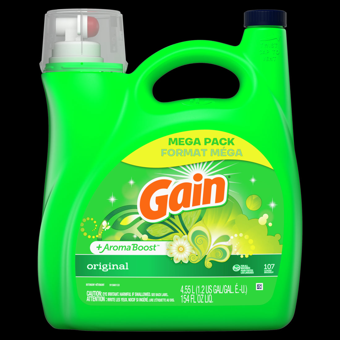 Gain + Aroma Boost Liquid Laundry Detergent Original Scent 107 Loads HE Compatible - 154oz/4pk