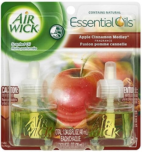 Air Wick Scented Oil - Twin Refill Apple Cinnamon Medley - (2x0.67)oz/6pk