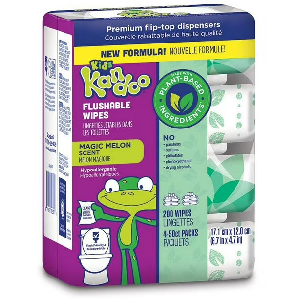 Kandoo Magic Melon Toddler Wipes (4x50ct) - 200ct/6pk