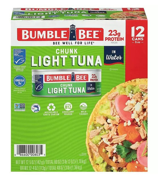 Bumble Bee Chunk Light Tuna in Water - 5oz/12pk