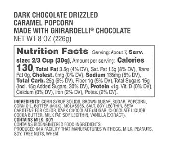 Ghirardelli Dark Chocolate Drizzled Caramel Popcorn - 8oz/1pk